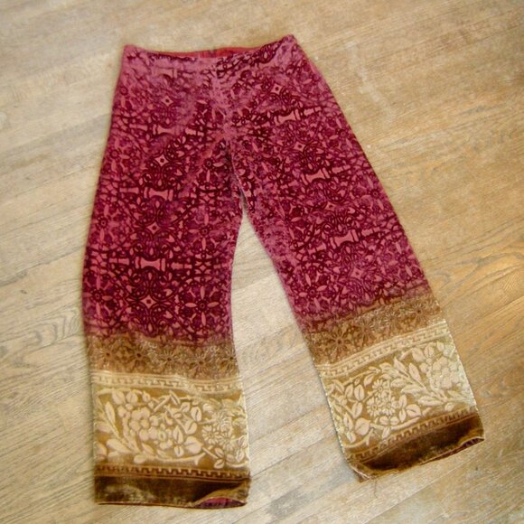 MUSE Patterned Velvet Luxe Wide Leg Pants SIZE 14 Silk & Rayon - Picture 1 of 5
